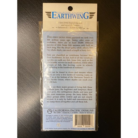 VINTAGE PUFFY STICKERS Fish - Lot of 3 California Pacific Designs 1994 Earthwing - Picture 5 of 7